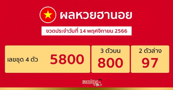 ผลหวยฮานอย 14/11/66- "Hanoi lottery results"