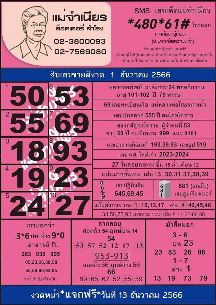 หวยไทยรัฐ แม่จำเนียร - "Thairath Mae Chamnian Lottery"