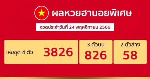 ผลหวยฮานอยพิเศษ 24/11/66 - "special-hanoi-lottery-results-24-11-66"
