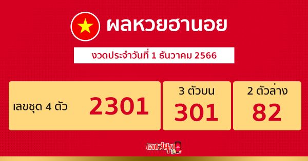 ผลหวยฮานอย 1/12/66 - "Hanoi lottery results 11266"