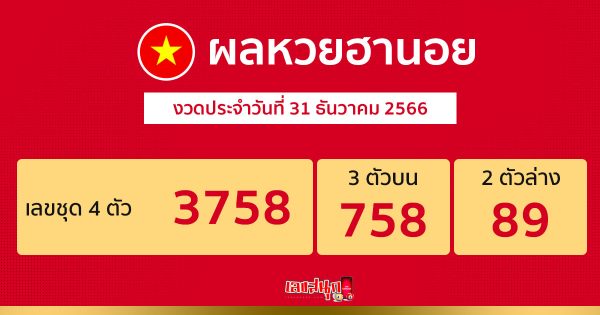 ผลหวยฮานอย 31/12/66-"Hanoi lottery 31-12-66"