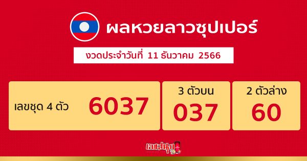 ผลหวยลาวซุปเปอร์ 11/12/66-"Lao Super Lottery results 11/12/66"