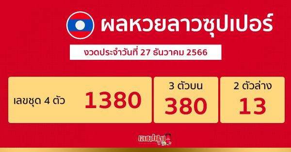 ผลหวยลาวซุปเปอร์ 27/12/66-"Lao Super Lottery results."