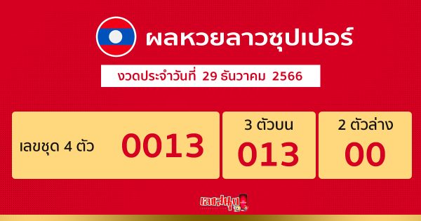 ผลหวยลาวซุปเปอร์ 29/12/66-"Lao Super Lottery results 29/12/66"