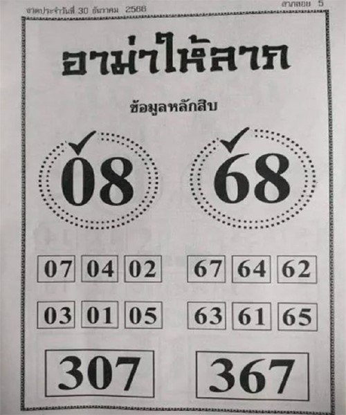 อาม่าให้ลาภ 30 12 66-"Lucky numbers for this period"