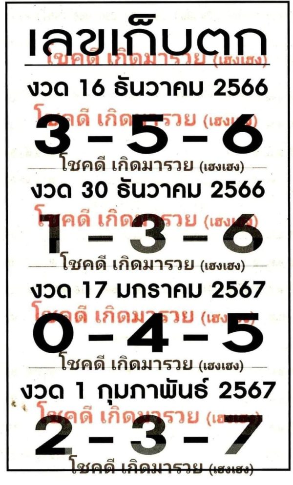 เลขเด็ดงวดนี้ - "Lucky numbers for this period"