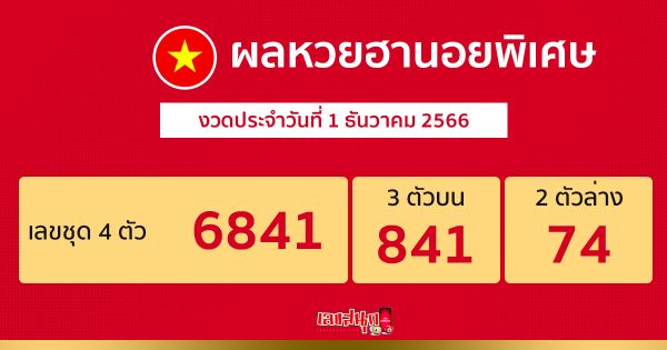 ผลหวยฮานอยพิเศษ 1/12/66 - "Special Hanoi lottery results 11266"