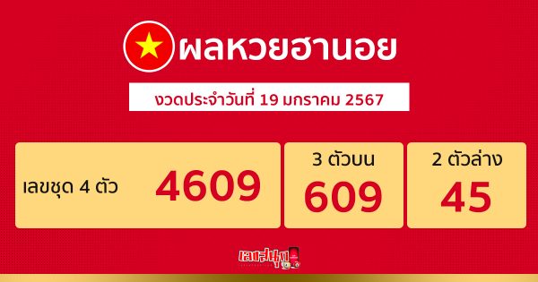 ผลหวยฮานอย 19/01/67 -"Hanoi lottery results 19/01/67"