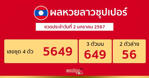 ผลหวยลาวซุปเปอร์ 2/01/67 -"Lao Super Lottery results 2/01/67"