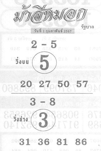 เลขม้าสีหมอก - "Misty horse number"