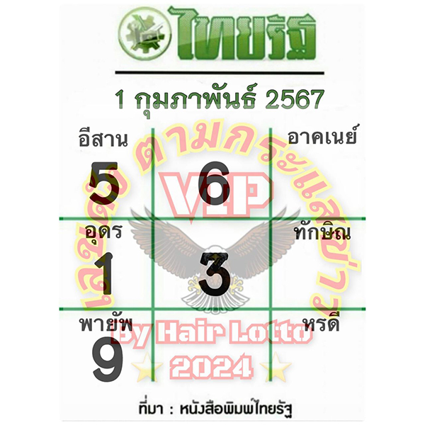หวยไทยรัฐ 1 02 67-"Thairath lottery"