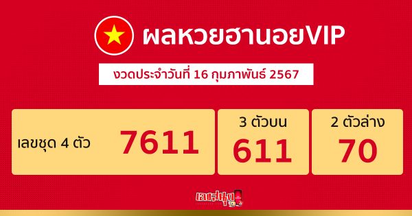 ผลหวยฮานอยVIP 16/02/67-"hanoi-vip-lottery-results-16-02-67"