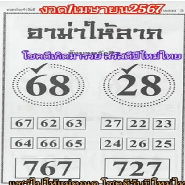เลขอาม่าให้ลาภ 1 4 67-"Grandma's number gives fortune: 1 4 67"