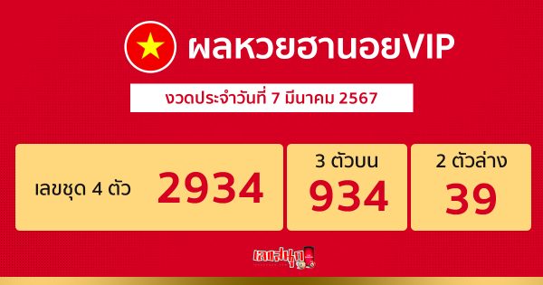 ผลหวยฮานอยVIP 7/03/67 -"Hanoi VIP lottery results"