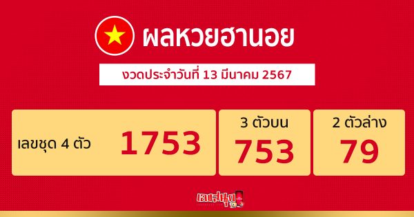 ผลหวยฮานอย 13/03/67-"Hanoi lottery results 13 03 67"