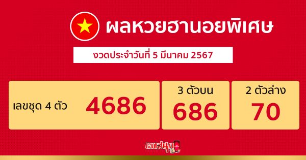 ผลหวยฮานอยพิเศษ 5/03/67-"special-hanoi-lottery-results 5-03-67"