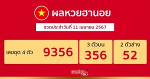 ผลหวยฮานอย 11/04/67-"Hanoi lottery results 11-4-67"