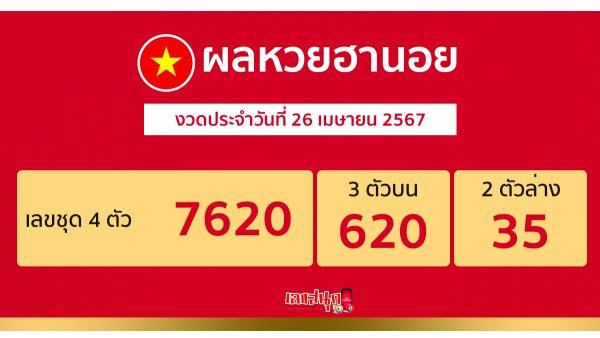 ผลหวยฮานอย 26/04/67-"Hanoi lottery results 260467"