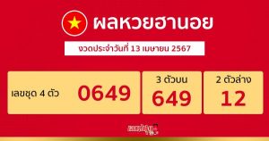 ผลหวยฮานอย 13/04/67-"Hanoi lottery results 13-04-67"