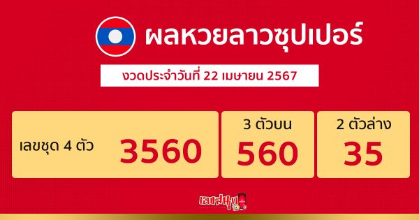 ผลหวยลาวซุปเปอร์ 22/04/67-"Lao Super Lottery results 22 04 67"