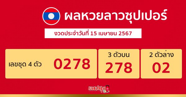 ผลหวยลาวซุปเปอร์ 15/04/67 - "Lao Super Lottery results 150467"