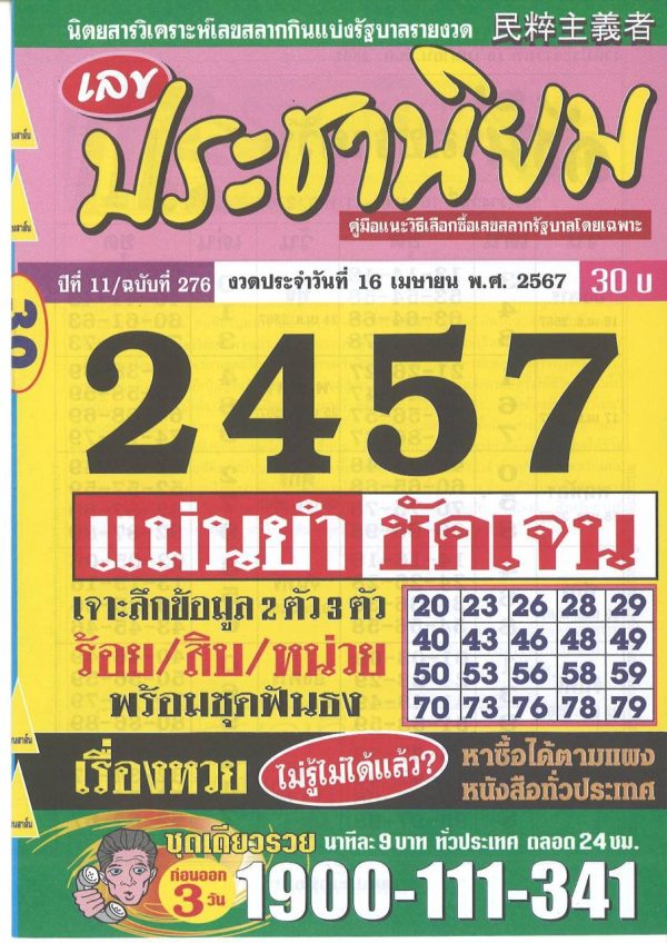 เลขประชานิยม 16 4 67 -"Populist number 16 4 67"