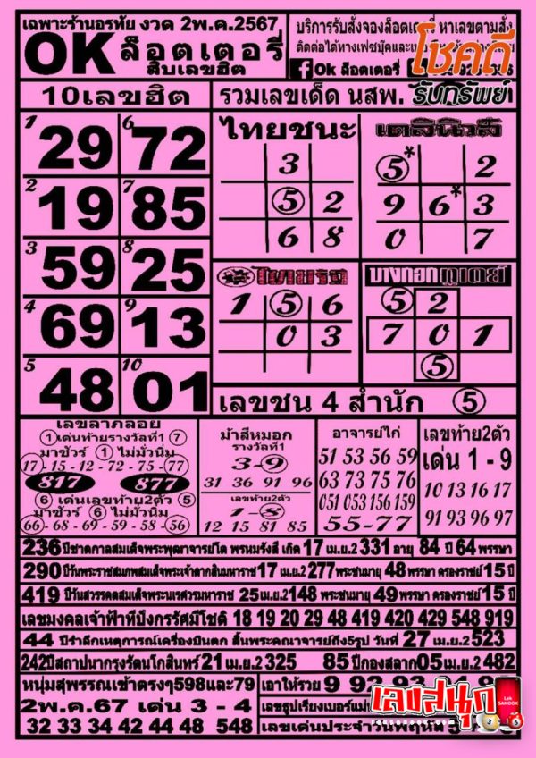 OK ลอตเตอรี่ 2 5 67-"OK Lottery"