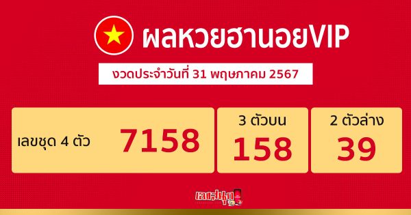 ผลหวยฮานอยVIP 31/05/67-"Check Hanoi VIP lottery results"