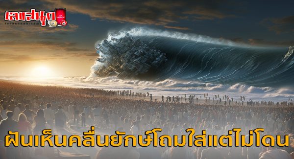 ฝันเห็นคลื่นยักษ์โถมใส่แต่ไม่โดน-"Dreamed of seeing a giant wave crashing at us but not being hit."