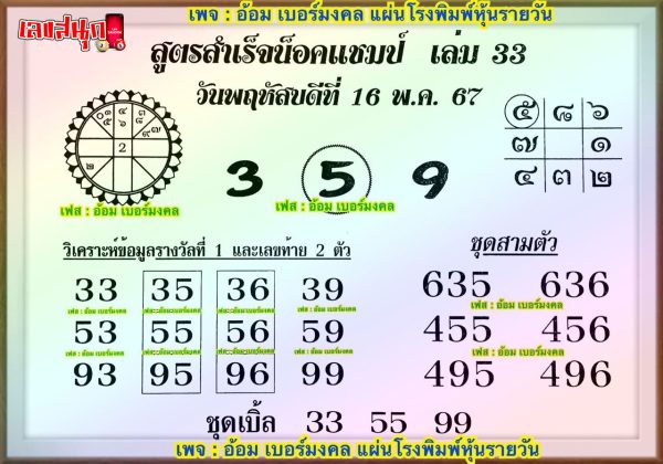 สูตรสำเร็จน็อคแชมป์ 16 5 67-"Formula for success by knocking out the champion 16 5 67"