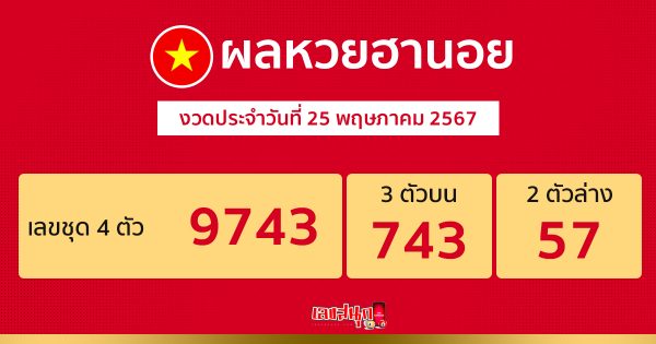 ผลหวยฮานอย 25/05/67-"Hanoi lottery results 250567"