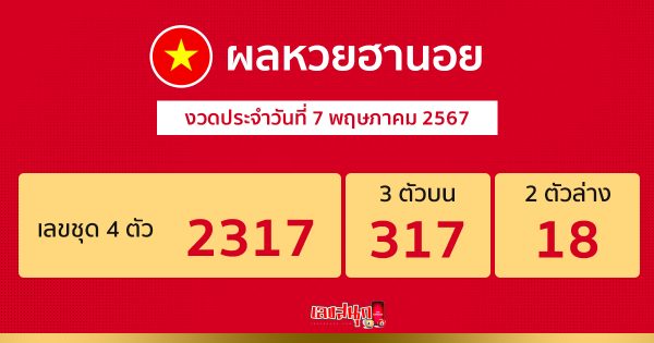ผลหวยฮานอย 7 5 67-"Hanoi lottery results 7 5 67"
