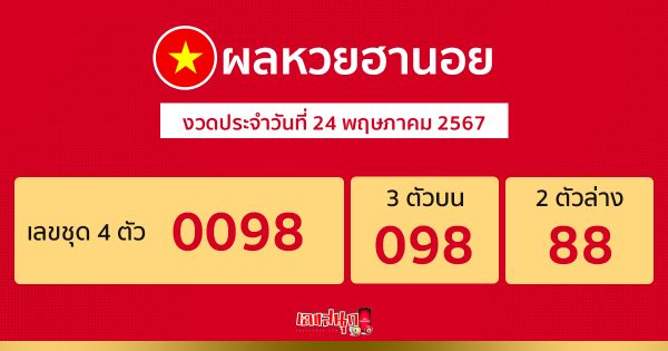 ผลหวยฮานอย 24/05/67 -"Hanoi lottery today live"