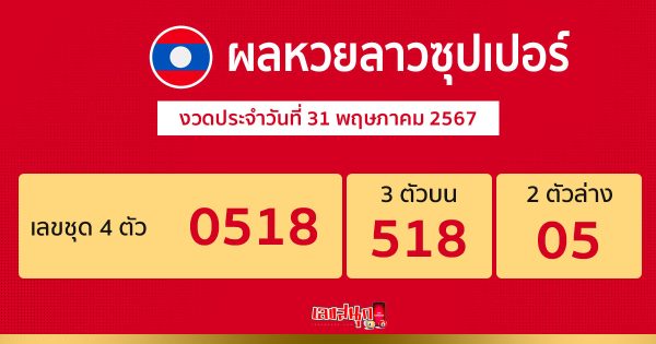 ผลหวยลาวซุปเปอร์ 31/05/67-"Lao Super Lottery results"