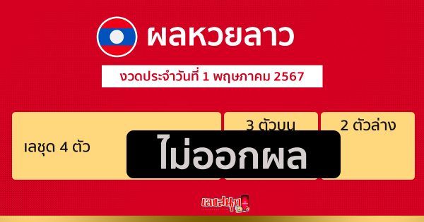 ผลหวยลาว 1/05/67-"Lao lottery results 10567"