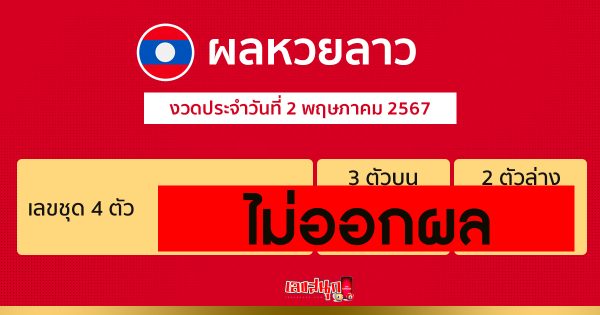 ผลหวยลาว 2/05/67-"Lao lottery results 2/05/67"
