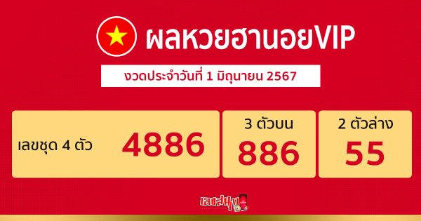 ผลหวยฮานอยVIP 1/06/67 -"Check Hanoi VIP lottery results"
