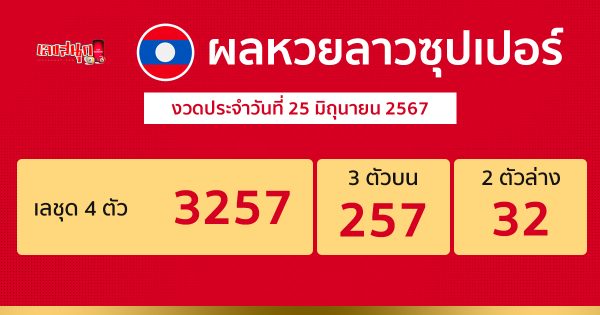 ผลหวยลาวซุปเปอร์ 25/06/67-"Lao Super Lottery results 250667"