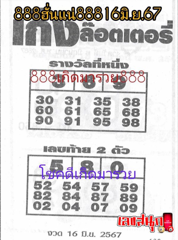 เก็งล๊อตเตอรี่ 16 6 67-"Lottery guess 16 6 67"