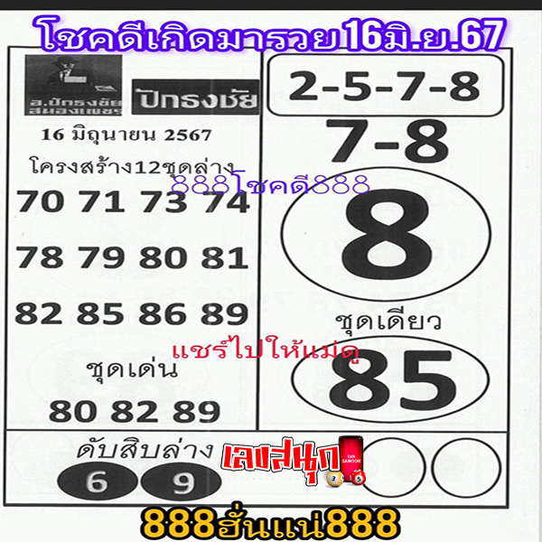 เลขปักธงชัยล่าง-"Lower Pak Thong Chai number"