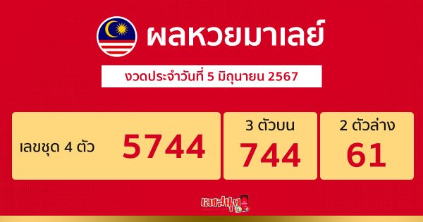 ผลหวยมาเลย์ 5/06/67-"Malaysian lottery results 50667"