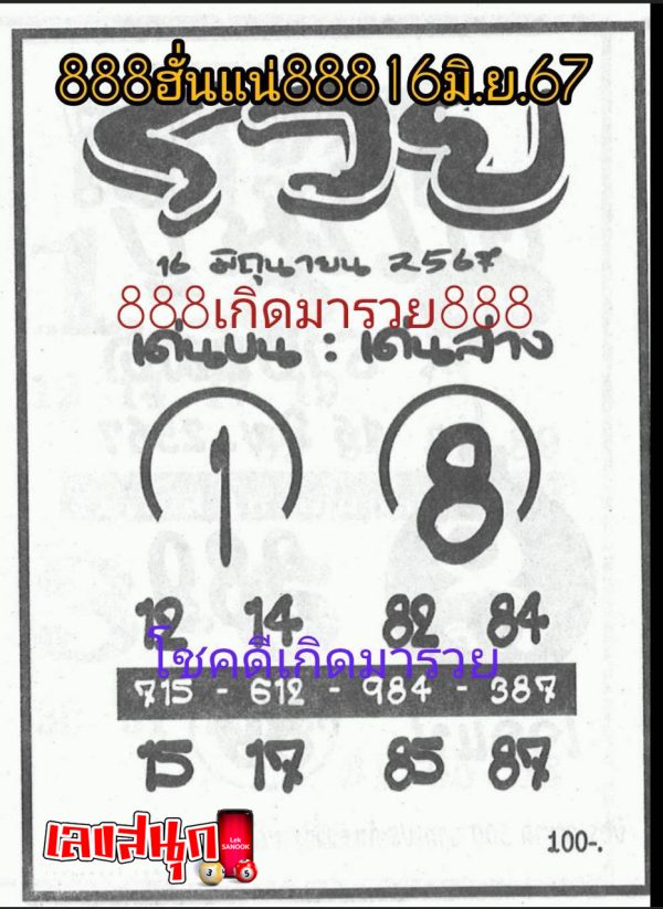 เลขรวย 16 6 67-"Rich number 16 6 67"