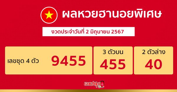ผลหวยฮานอยพิเศษ 2/06/67 -"Special Hanoi lottery results 2/06/67"