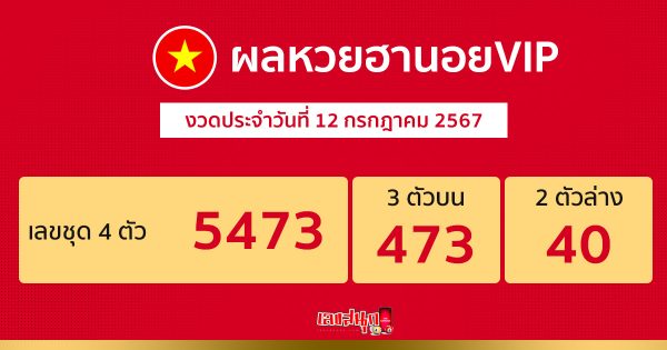 ผลหวยฮานอยVIP 12/07/67-"Hanoi VIP lottery results 12-7-67"