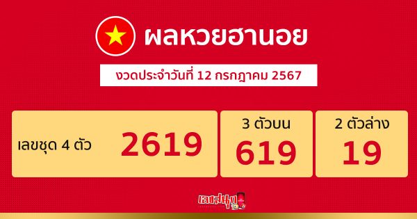 ผลหวยฮานอย 12/07/67-"Hanoi lottery results 12-7-67"