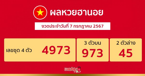 ผลหวยฮานอย /07/67-"Hanoi lottery results 7 07 67"