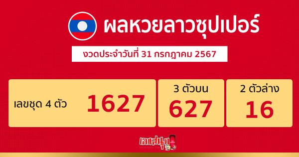 ผลหวยลาวซุปเปอร์ 31/07/67 -"Lao Super Lottery results"