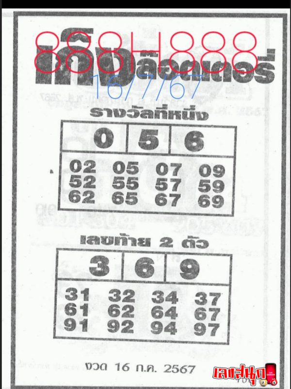 เก็งล็อตเตอรี่ 16 7 67-"Lottery guess 16 7 67"