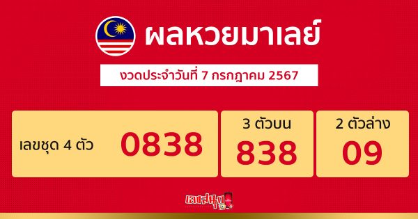 ผลหวยมาเลย์ 7/07/67-"Malaysian lottery results 7 07 67"