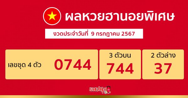 ผลหวยฮานอยพิเศษ 9/07/67 - "special-hanoi-lottery-results-9-07-67"